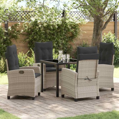 Conjunto de Comedor de Jardín 5 pcs Gris Claro ratán sintético