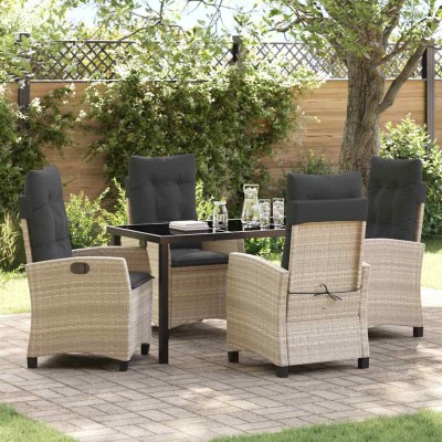 Conjunto de Comedor de Jardín 5 pcs Gris Claro ratán sintético