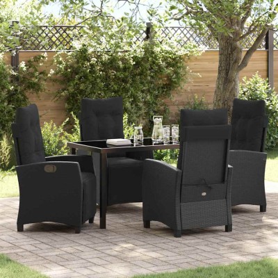 Conjunto de Comedor de Jardín 5 pcs Negro ratán sintético