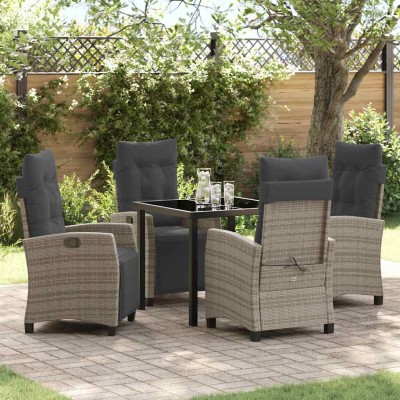 Conjunto de Comedor de Jardín 5 pcs Gris ratán sintético