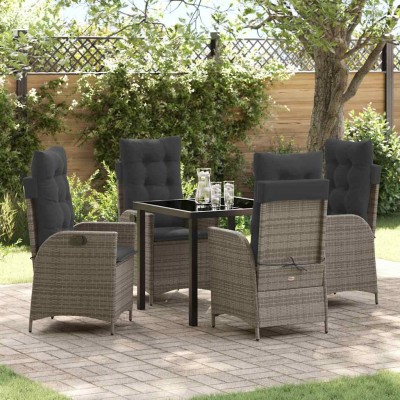 Conjunto de Comedor de Jardín 5 pcs Gris ratán sintético