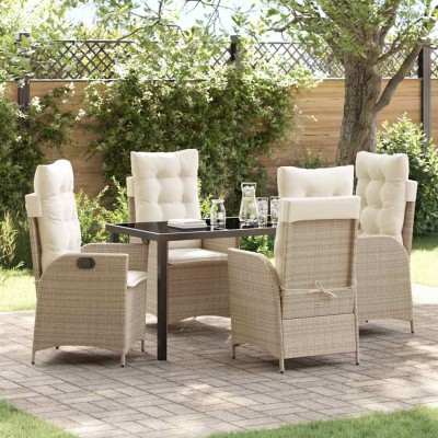 Conjunto de Comedor de Jardín 5 pcs Beige ratán sintético