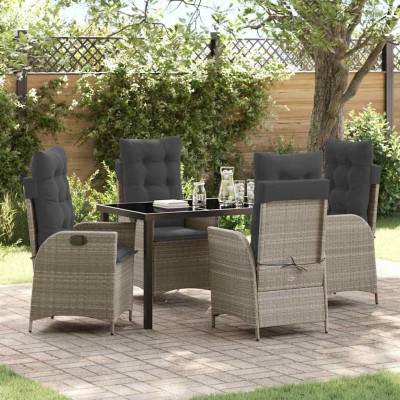 Conjunto de Comedor de Jardín 5 pcs Gris Claro ratán sintético