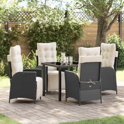 Conjunto de Comedor de Jardín 5 pcs Negro Poliratán