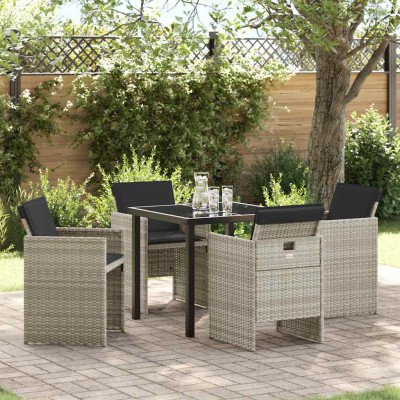 Conjunto de Comedor de Jardín 5 pcs Gris Claro ratán sintético