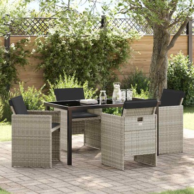Conjunto de Comedor de Jardín 5 pcs Gris Claro ratán sintético