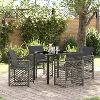 Conjunto de Comedor de Jardín 5 pcs Gris ratán sintético