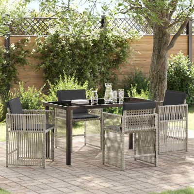 Conjunto de Comedor de Jardín 5 pcs Gris claro Poliratán