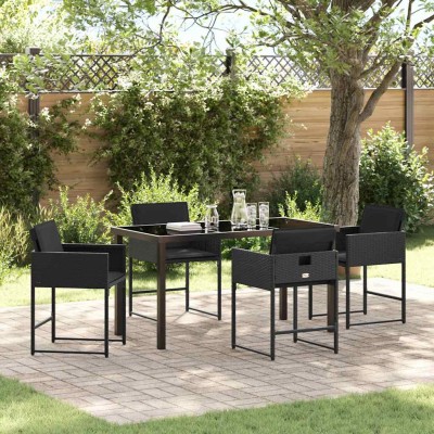 Conjunto de Comedor de Jardín 5 pcs Negro ratán sintético