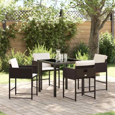 Conjunto de Comedor de Jardín 5 pcs Marrón ratán sintético