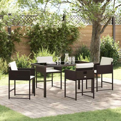 Conjunto de Comedor de Jardín 5 pcs Marrón ratán sintético
