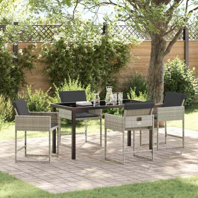 Conjunto de Comedor de Jardín 5 pcs Gris Claro ratán sintético