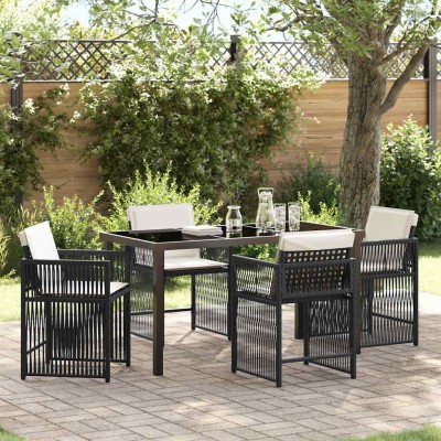 Conjunto de Comedor de Jardín 5 pcs Negro ratán sintético