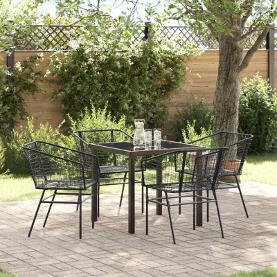 Conjunto de Comedor de Jardín 5 pcs Negro ratán sintético