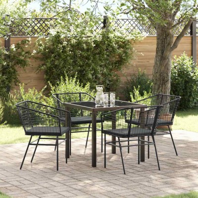 Conjunto de Comedor de Jardín 5 pcs Negro ratán sintético