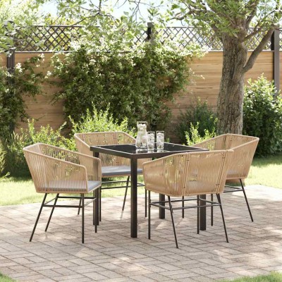 Conjunto de Comedor de Jardín 5 pcs Marrón Poliratán