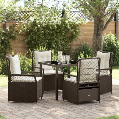 Conjunto de Comedor de Jardín 5 pcs Marrón ratán sintético