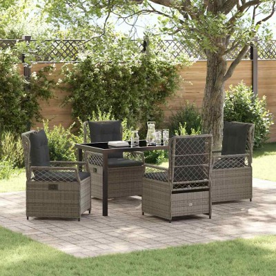 Conjunto de Comedor de Jardín 5 pcs Gris ratán sintético
