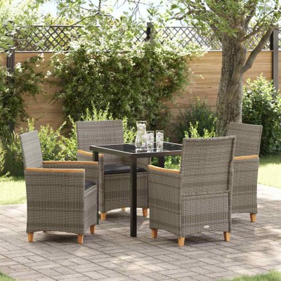 Conjunto de Comedor de Jardín 5 pcs Gris ratán sintético