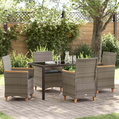 Conjunto de Comedor de Jardín 5 pcs Gris ratán sintético