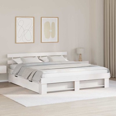 Estructura de cama Blanco 180 x 200 cm Madera maciza de pino