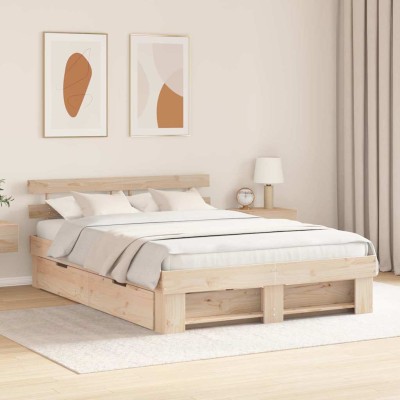 Estructura de cama Marrón 160 x 200 cm Madera maciza de pino