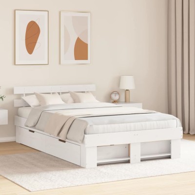 Estructura de cama Blanco 135 x 190 cm Madera maciza de pino