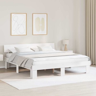 Estructura de cama Blanco 200 x 200 cm Madera maciza de pino