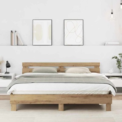Estructura de cama con cabecera Roble artesanal 180 x 200 cm