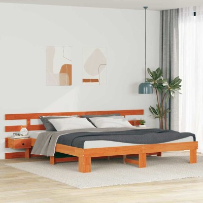 Estructura de cama con cajón Marrón Madera maciza de pino