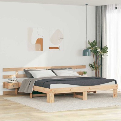 Estructura de cama con cajón Marrón Madera maciza