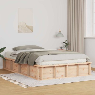 Estructura de cama Marrón 140 x 190 cm Madera maciza de pino