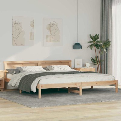 Estructura de cama Marrón 200 x 200 cm Madera maciza de pino