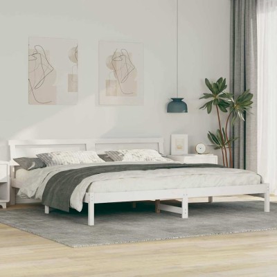 Estructura de cama Blanco 200 x 200 cm Madera maciza de pino