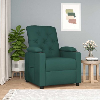 Sillón reclinable de tela verde oscuro