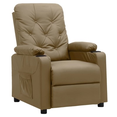 Sillón reclinable de cuero sintético color capuchino