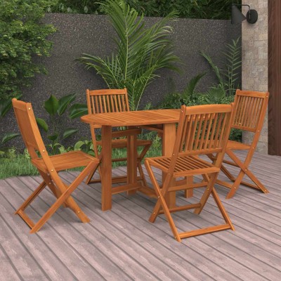 Comedor de jardín 5 piezas madera maciza de acacia