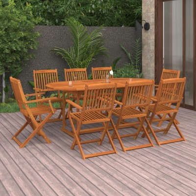 Juego comedor de jardín 9 pzas madera maciza acacia 180x90x75cm