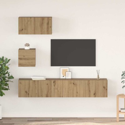 Juego de muebles de TV 4 pcs Roble artisan 80 x 30 x 30 cm