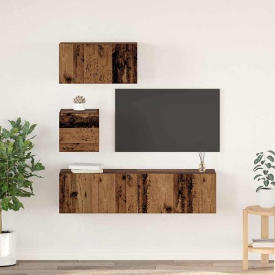 Conjunto de mueble de TV 4 pcs Madera vieja 60 x 30 x 30 cm