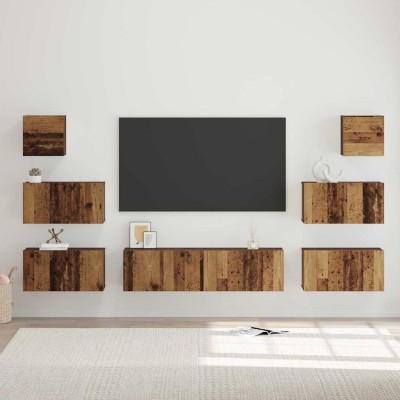 Conjunto de mueble de TV 8 pcs Madera vieja 60 x 30 x 30 cm