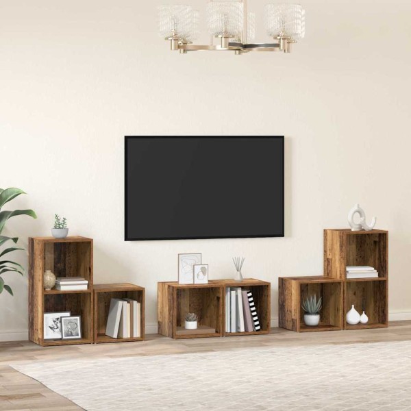 Juego de muebles de TV 6 pcs Madera Vieja 37 x 35 x 72 cm