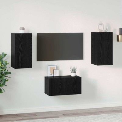 Conjunto de mueble de TV 3 pcs Roble negro 60 x 30 x 30 cm