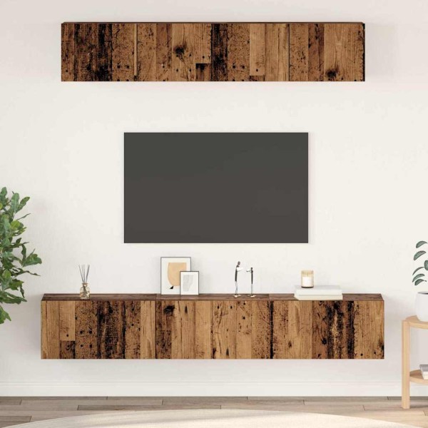 Conjunto de mueble de TV 5 pcs Madera vieja 100 x 30 x 30 cm