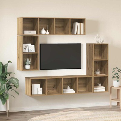 Conjunto de mueble de TV 4 pcs Roble artisan 37 x 37 x 142.5 cm