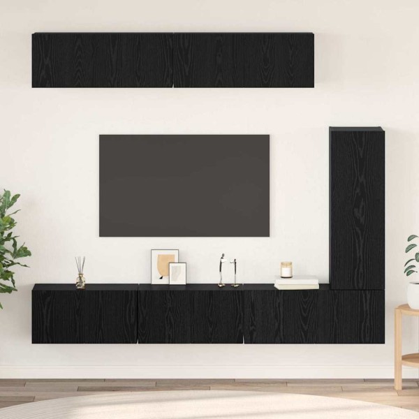 Conjunto de mueble de TV 6 pcs Roble negro 30.5 x 30 x 90 cm