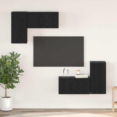 Conjunto de mueble de TV 4 pcs Roble negro 60 x 30 x 30 cm