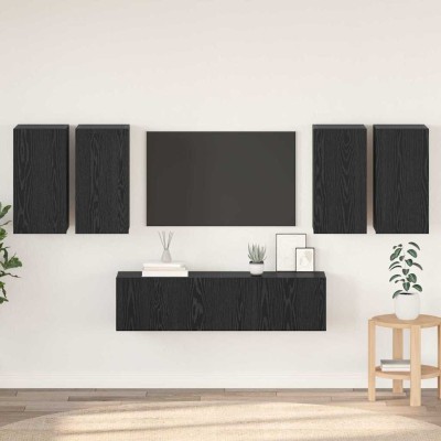 Conjunto de mueble de TV 6 pcs Roble negro 60 x 30 x 30 cm