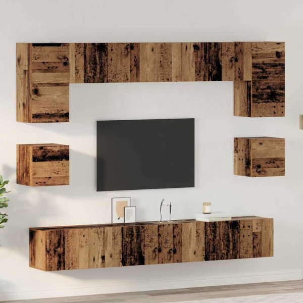 Conjunto de mueble de TV 8 pcs Madera vieja 100 x 30 x 30 cm