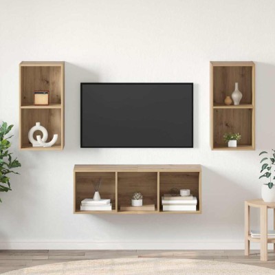 Conjunto de mueble de TV Roble artisan 37 x 37 x 107 cm